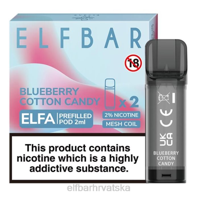 Elf Bar 1500 - ELFBAR elfa napunjena kapsula - 2 ml - 20 mg (2 pakiranja) 8D4H127 brusnica grožđa