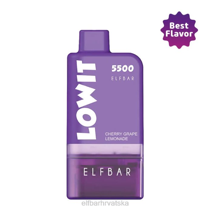Elf Bar 1500 - ELFBAR prethodno napunjena mahuna kit lowit 5500 2% nic limunada od višnje i grožđa 8D4H437 mahuna limunade od višnje i grožđa+ljubičasta baterija