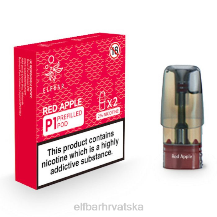 Elf Bar Okusi - ELFBAR mate 500 p1 napunjene kapsule - 20 mg (2 pakiranja) 8D4H161 crvena jabuka