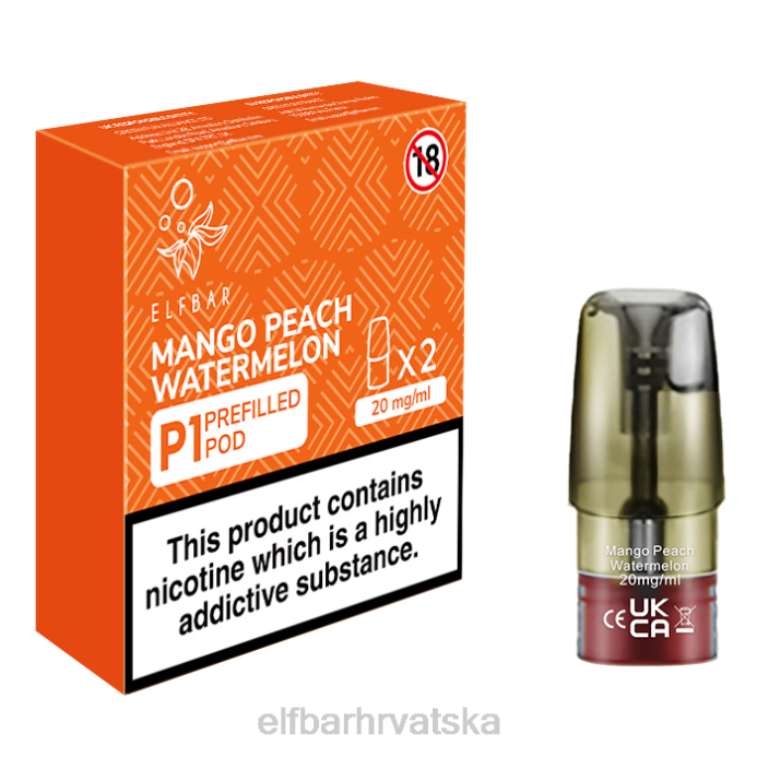 Elf Bar Pods - ELFBAR mate 500 p1 napunjene mahune - 20 mg (2 pakiranja) mango breskva lubenica 8D4H158