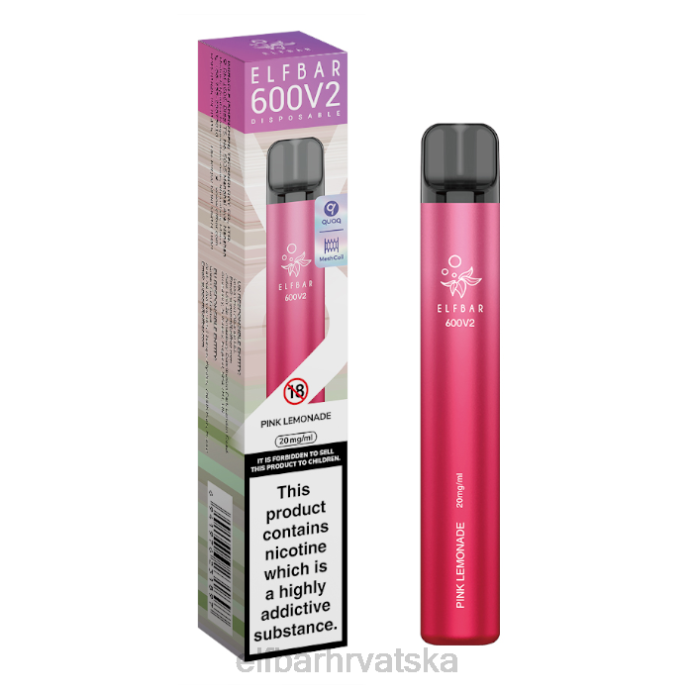 Elf Bar 1500 - ELFBAR 600v2 jednokratni vape - 20mg 8D4H7 ružičasta limunada