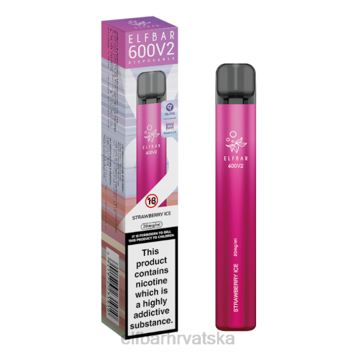 Elf Bar 5000 Hrvatska - ELFBAR 600v2 jednokratni vape - 20mg 8D4H14 led od jagoda
