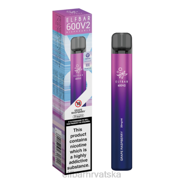 Elf Bar 5000 Hrvatska - ELFBAR 600v2 jednokratni vape - 20mg 8D4H24 grožđana malina