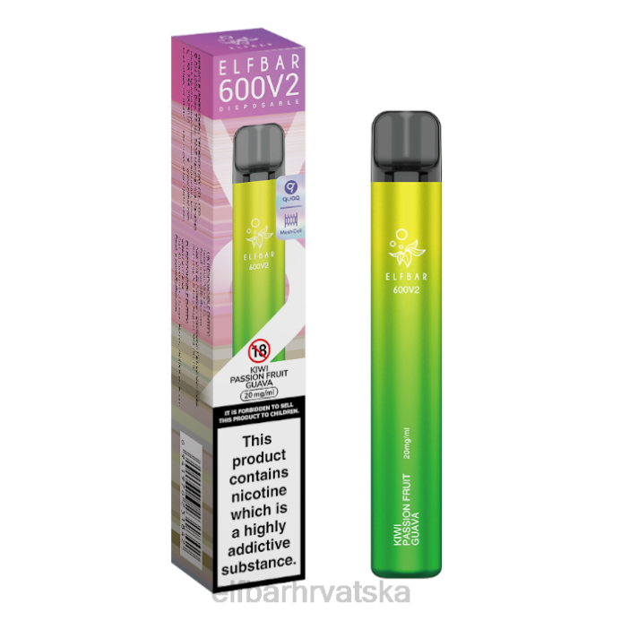 Elf Bar Hrvatska - ELFBAR 600v2 jednokratni vape - 20mg 8D4H12 kivi marakuja guava