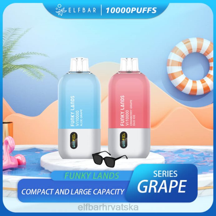 Elf Bar Okusi - ELFBAR funky lands najbolji okus za jednokratnu upotrebu vape vi10000 serija grožđa 8D4H451 aloe grožđa