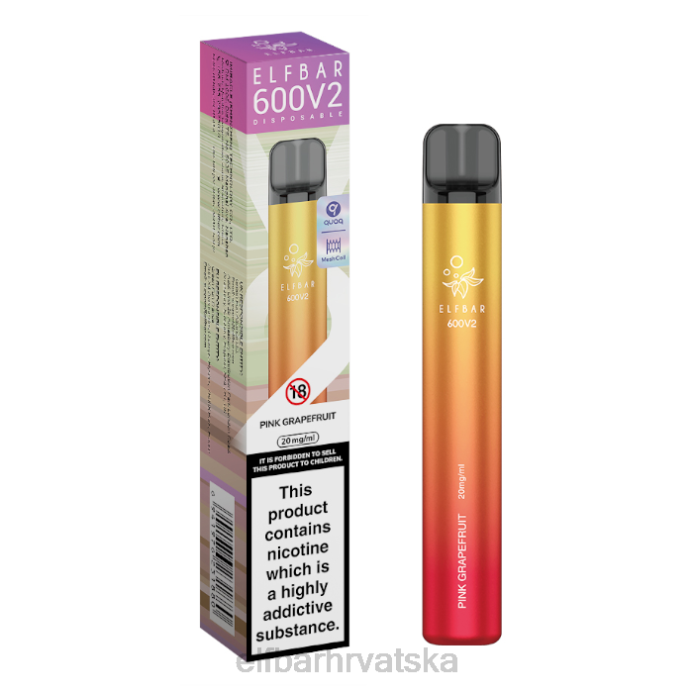 Elf Bar Punjenje - ELFBAR 600v2 jednokratni vape - 20mg 8D4H19 ružičasti grejp